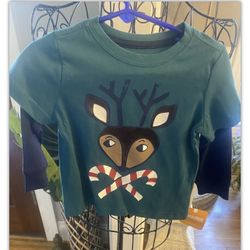 NWT Gymboree Toddler Boys SZ 12-18 MOS Reindeer Candy Cane Top Shirt
