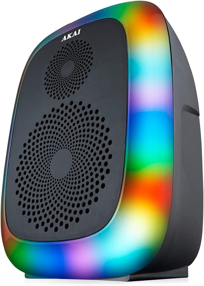 Akai A58198 6.5" Party Speaker, Powerful System with multi-coloured LED Disco light show, 10W, Black

