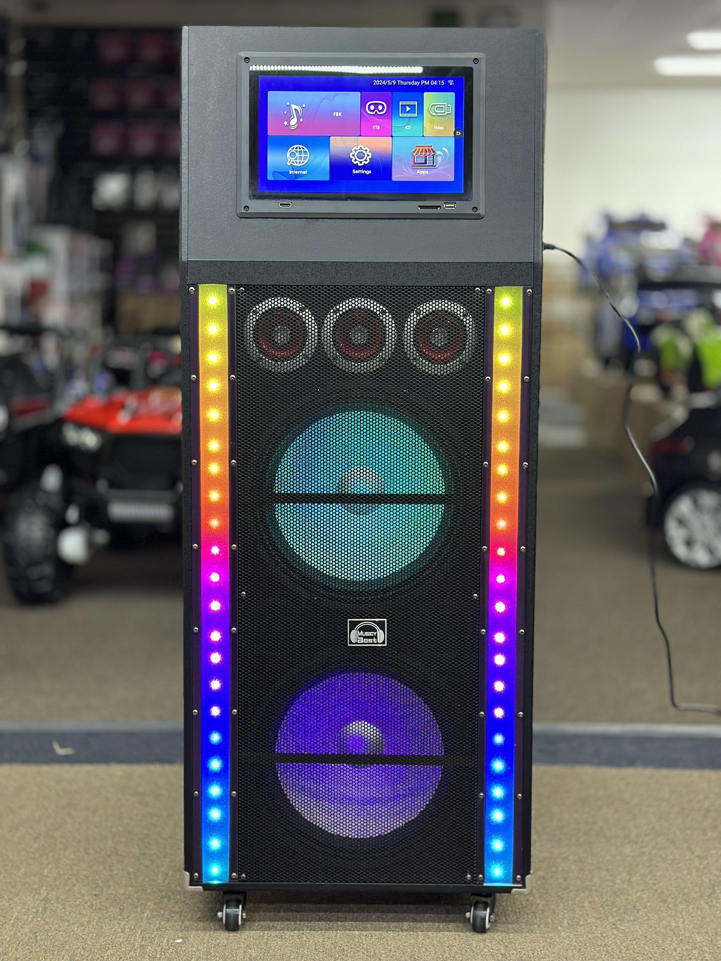 12”Touch Screen LED Karaoke Bluetooth Speaker Featuring Disco Lights