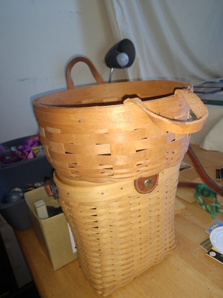 Longaberger basket. Leather handles