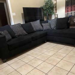 🖤✨Beautiful 2pc Black L Sectional Sofa Set