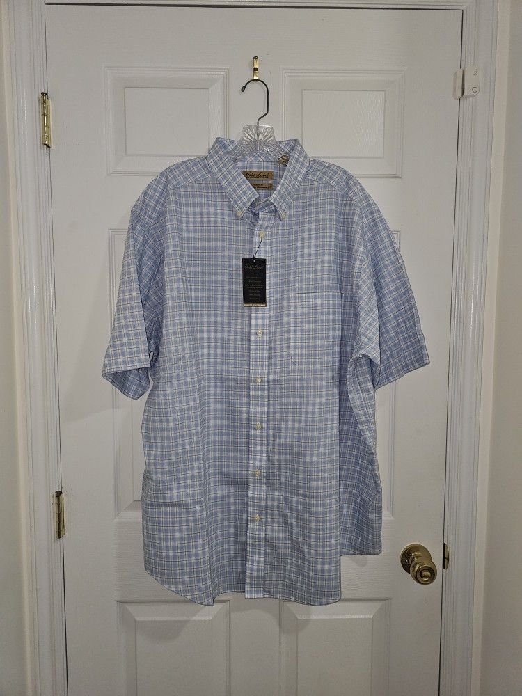 Gold Label Roundtree & Yorke Classic Blue Plaid Men's Shirt