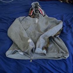 large grey/camo bape jacket 