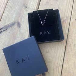 Kay Jewelers Silver Open Heart Necklace - Silver & Diamonds -Excellent condition