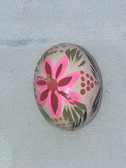 Hand Painted Floral Wood Easter Egg