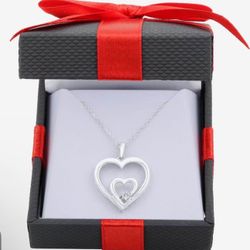 Sterling Silver Heart Pendant Necklace with a Real Diamond Accent