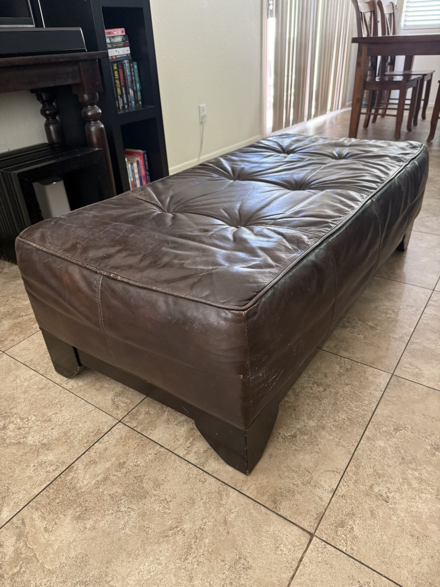 leather brown ottoman