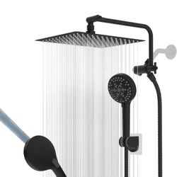 12" All Metal Black Shower Head