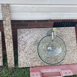 Bathroom countertop sink with faucet 