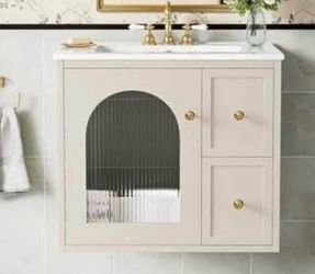 Floating bathroom vanity and bowl