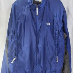 The North Face Men's Blue Windbreaker Jacket Rain Coat Stow Pocket Size L Pre-owned Excellent 