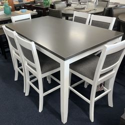 Grey And White 7pc Dining Set Counter Height