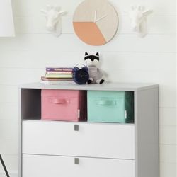 Rosebery Kids Contemporary 2 Drawer Changing Table in Soft Gray and White