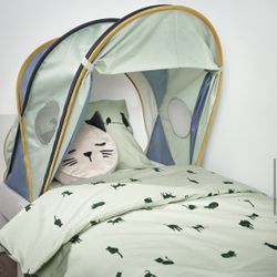 Ikea ELDFLUGA Bed tent, blue/green