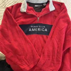 Red Perry Ellis America 2XL fleece quarter zip sweatshirt