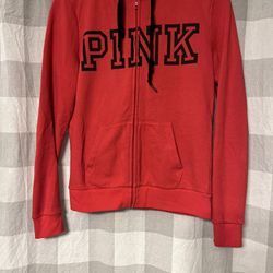 Victoria Secret "Pink" Hoodie Hot Pink Full Zip Sweatshirt - Size XS