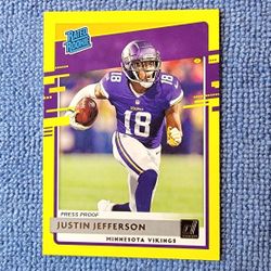 Justin Jefferson 2020 Rookie Yellow Press Proof Donruss No. 313 Minnesota Vikings 