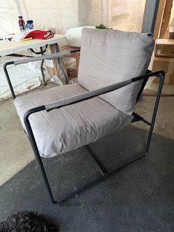 Outdoor Patio Lounge Chair with Waterproof Cushions - All-Weather Metal Frame Armchair for Garden, Deck, Poolside (Grey)