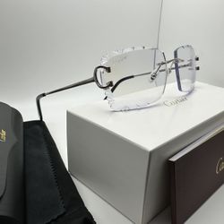 Cartier Diamond Cut Clear/Platinum Glasses PRICE FIRM