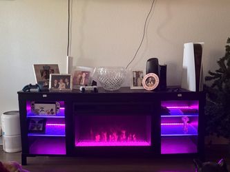 LED TV stand with heated fireplace