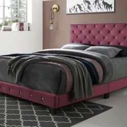 Brand New Queen Size Pink Diamond Tuffed Bed Frame With New Mattress/Fast Delivery 