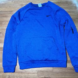 Nike Therma Fit Crew Sweatshirt Mens Small Navy Blue Sleeve Fleece Zip Pocket