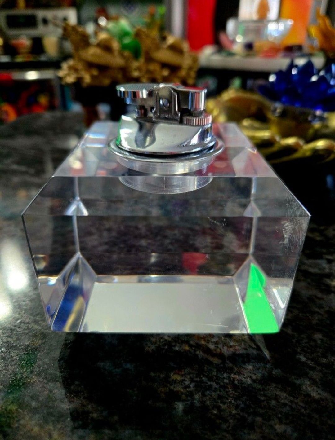 MCM Clear Acrylic Table Lighter with Chrome Metal Top Need to be charged