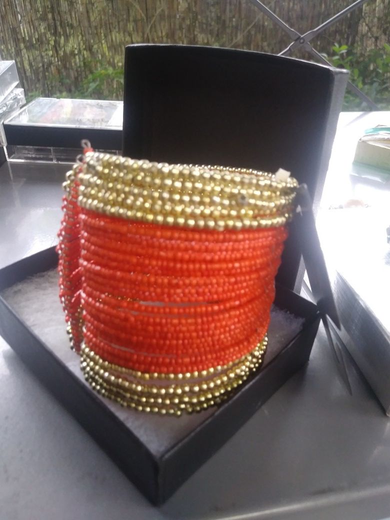 Gold & Red Bangle- bracelet