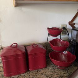 Princess House Set Of Jars And Tiered Bowls