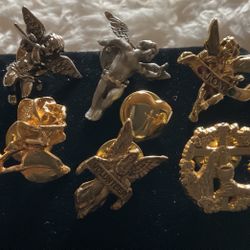 7 Solid Gold Tone,silver,and Pewter Vintage brooch(pins) All For 1 Low Price Of $25