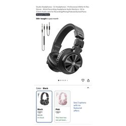 Brand new Studio Headphones - DJ Headphones - Professional 40kHz Hi-Res Stereo - Wired Recording Headphone Audio Monitors- 1/4 to 3.5mm Audio Jack for