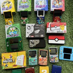 Gameboy Color, Nintendo 2DS, Nintendo 2DS XL, Nintendo 3DS, Gameboy Advance, Gameboy Advance SP
