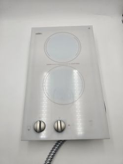 Summit CR2110WH 12" White Ceramic Glass Electric Cooktop 2 Burner 115V RV Studio