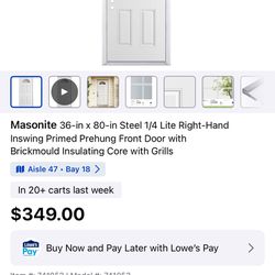 Masonite Right Hand In swing Door $200 Gently Used