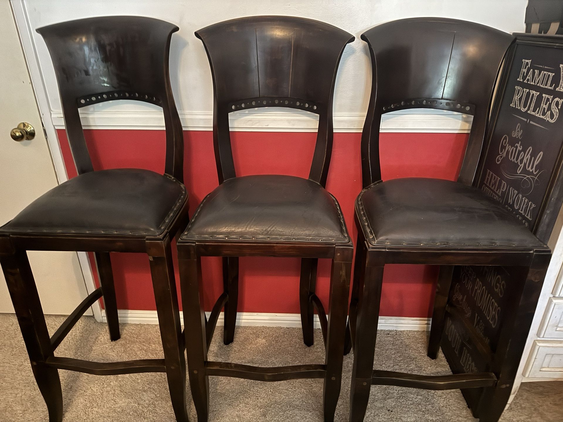 Vintage Italian Leather Bar Stools