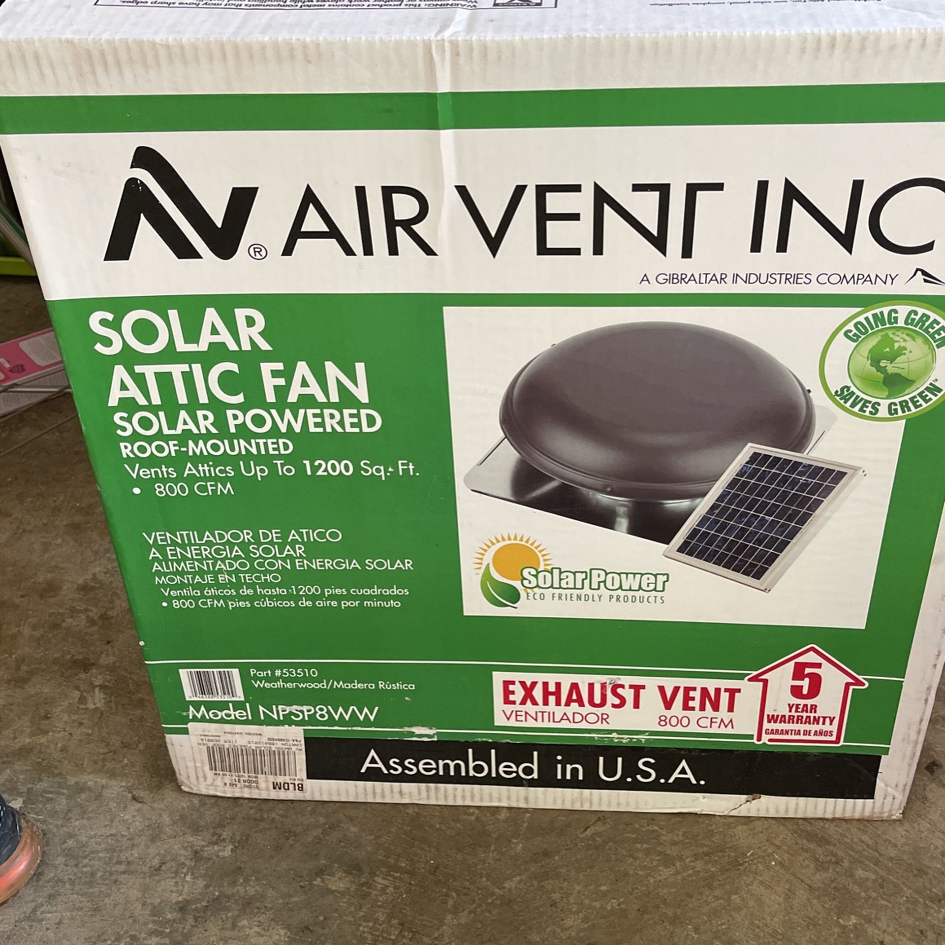 Solar Attic Fan 800 CFM