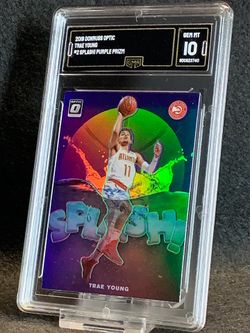 2019 Donruss Optic 💦 Trae Young 💦 Splash! Purple Prizm GMA 10 Mint 💎 - Atlanta Hawks