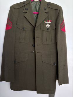Vintage 1970’s Vietnam War Marine Corps Green Wool Jacket