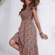 Knee Length, Summer, Flower,  Dress 
