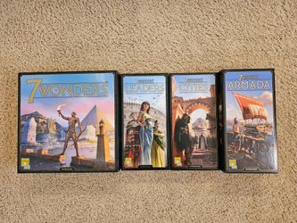 7 Wonders 2nd Edition Board Game Bundle (Leaders, Cities, and Armada + Sleeved)
