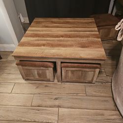 Coffee Table With 4 Rolling Sets With Storage 
