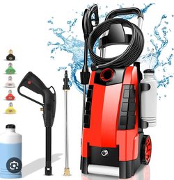 TEANDE Electric Pressure Washer, 3800PSI High Pressure Washer 2.8GPM 1800W Power Washer with Soap Bottle for Cleaning Cars,Garden, DrivewaysRed