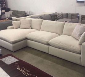 Super PLUSH 140” Feather Cloud Sectional Sofa Couch 