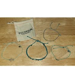 PURA VIDA 4 BRACELETS - TURQUOISE-TEAL BLUE COLORS
