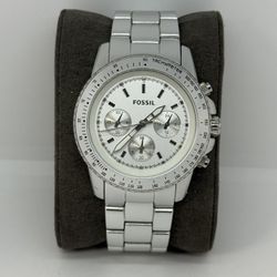 Fossil Stella Men's 42mm Silver-tone Aluminum 10ATM Chronograph Watch ~ CH2745