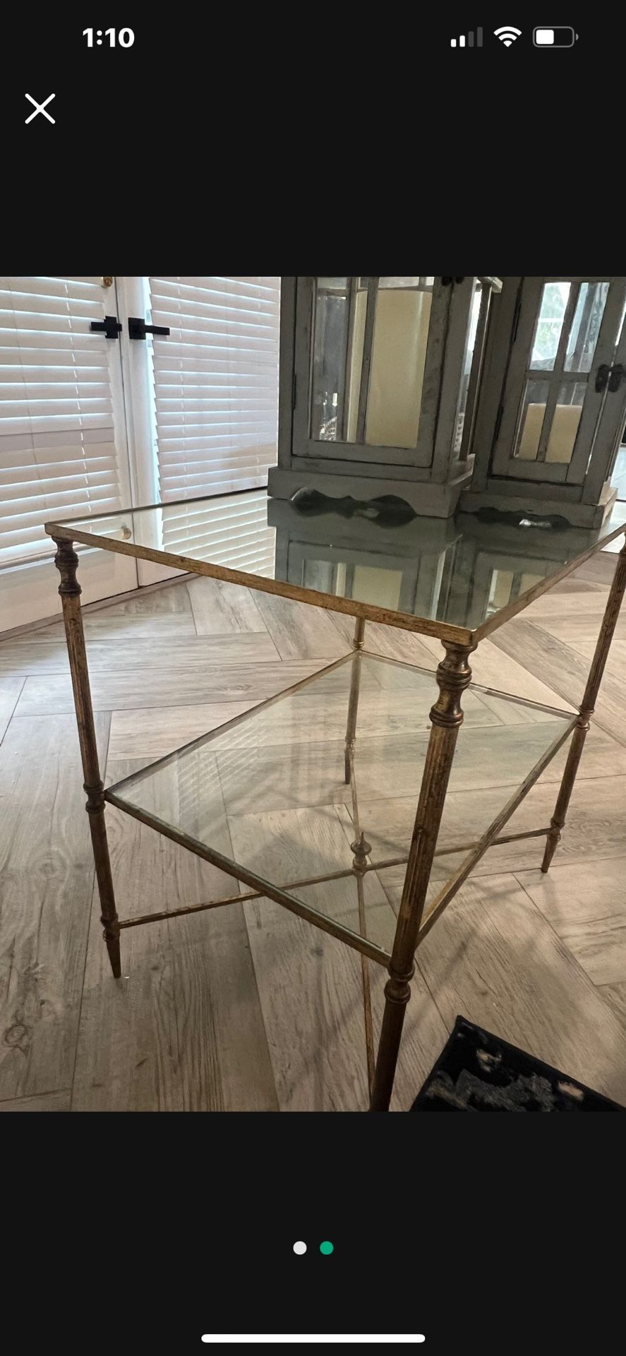 Mirror And Glass Antique Gold Side table