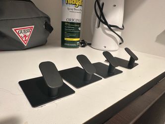 Matte Black Self-Adhesive Wall Hooks - Set of 4 (Heavy Duty / Damage-Free)
