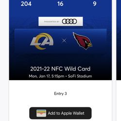 Section 204 Row 16 Seats 9-12 (Rams Tunnel Side)