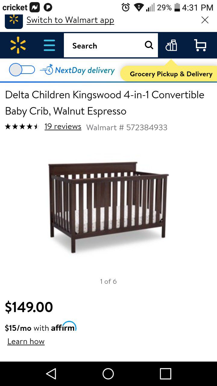 New in box unopened Kingswood 4 in 1 convertible crib and Sealy Ortho crib mattress