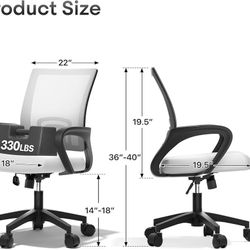 Ergonomic Office Chair 24P - 330Lbs, Breathable Mesh Computer Desk Chair with Lumbar Support & Armrest, Rolling Swivel Adjustable Tilt Lock for Home O
